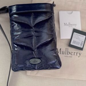 Mulberry Softie Phone Pouch Glossy Smooth Sapphire NWT
